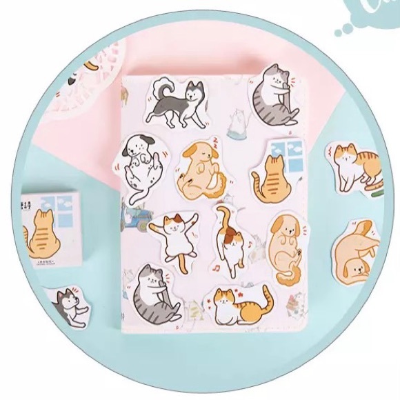 Daily Life Of Cartoonish Cats and Dogs, 45 Deco Stickers, Comes In a Box - Picture 3 of 9